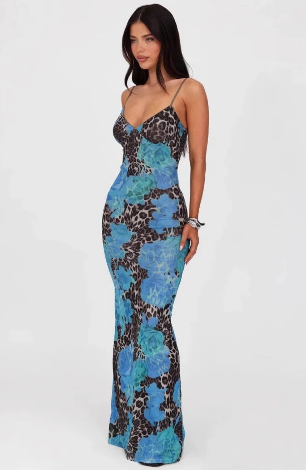 Nova Paris Blue Jaguar Maxi Dress